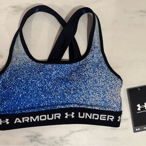NWT Under Armour Sports Bra Medium Support Crossback Mid Print Women's XSmall